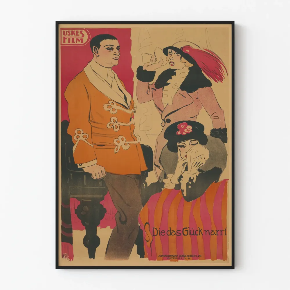 Vintageowy plakat Die das Glück narrt - Stara dekoracja ścienna