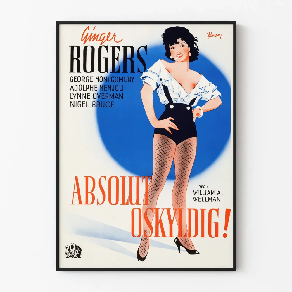 Vintageowy plakat filmu Absolutnie niewinna z Ginger Rogers