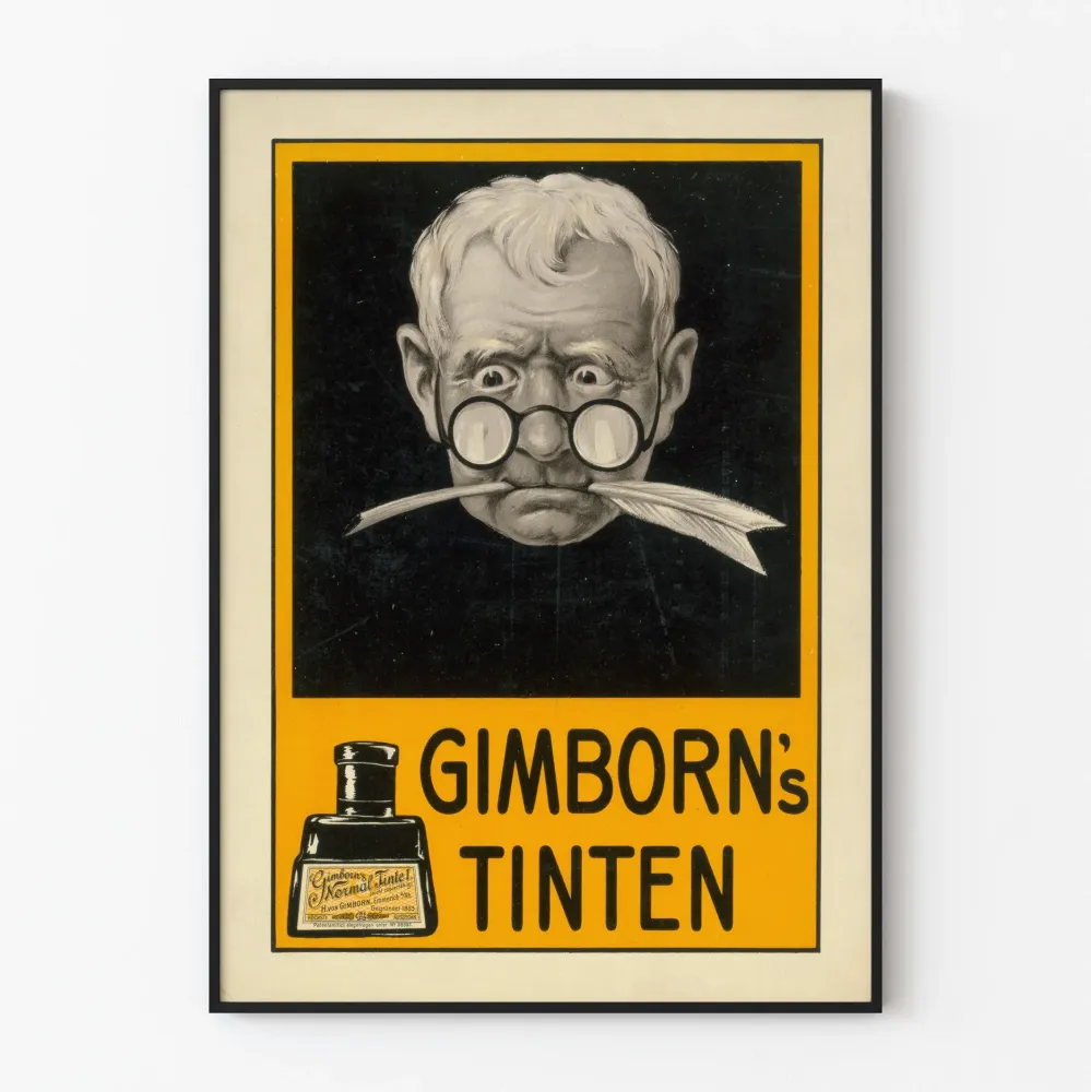 Vintageowy plakat Gimborn's Tinten z dekoracyjnym tuszem chińskim