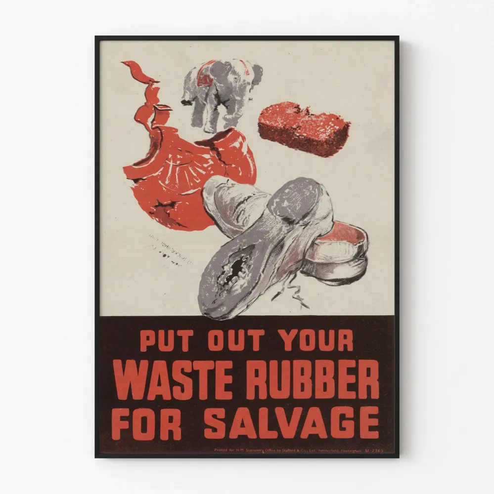 Vintageowy plakat do recyklingu gumy - Retro dekoracja ścienna