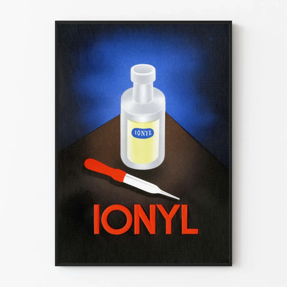 Vintage'owy plakat reklamowy Ionyl do dekoracji ścian