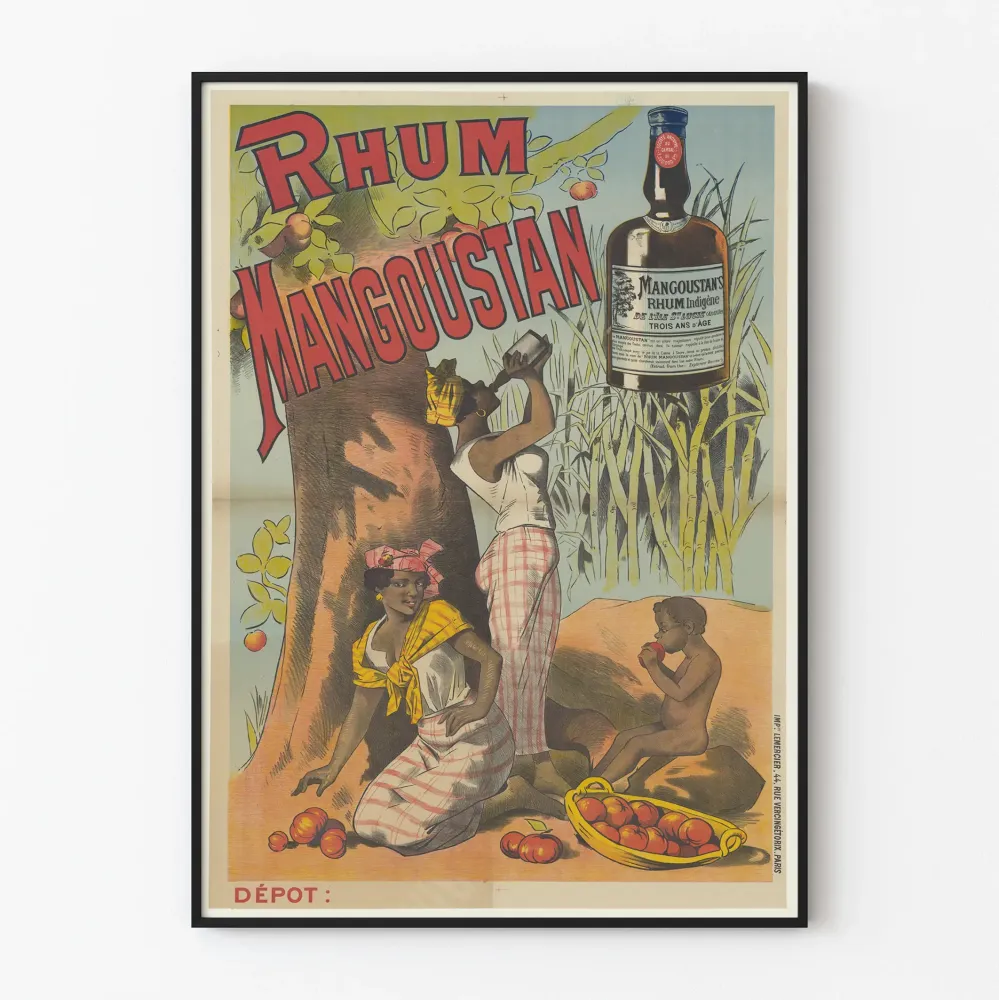 Vintageowy plakat Rhum Mangoustan - Egzotyczna dekoracja ścienna