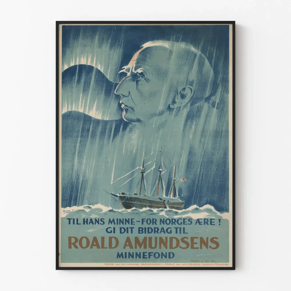 Vintage'owy plakat Roald Amundsen – plakat do dekoracji ścian morskich