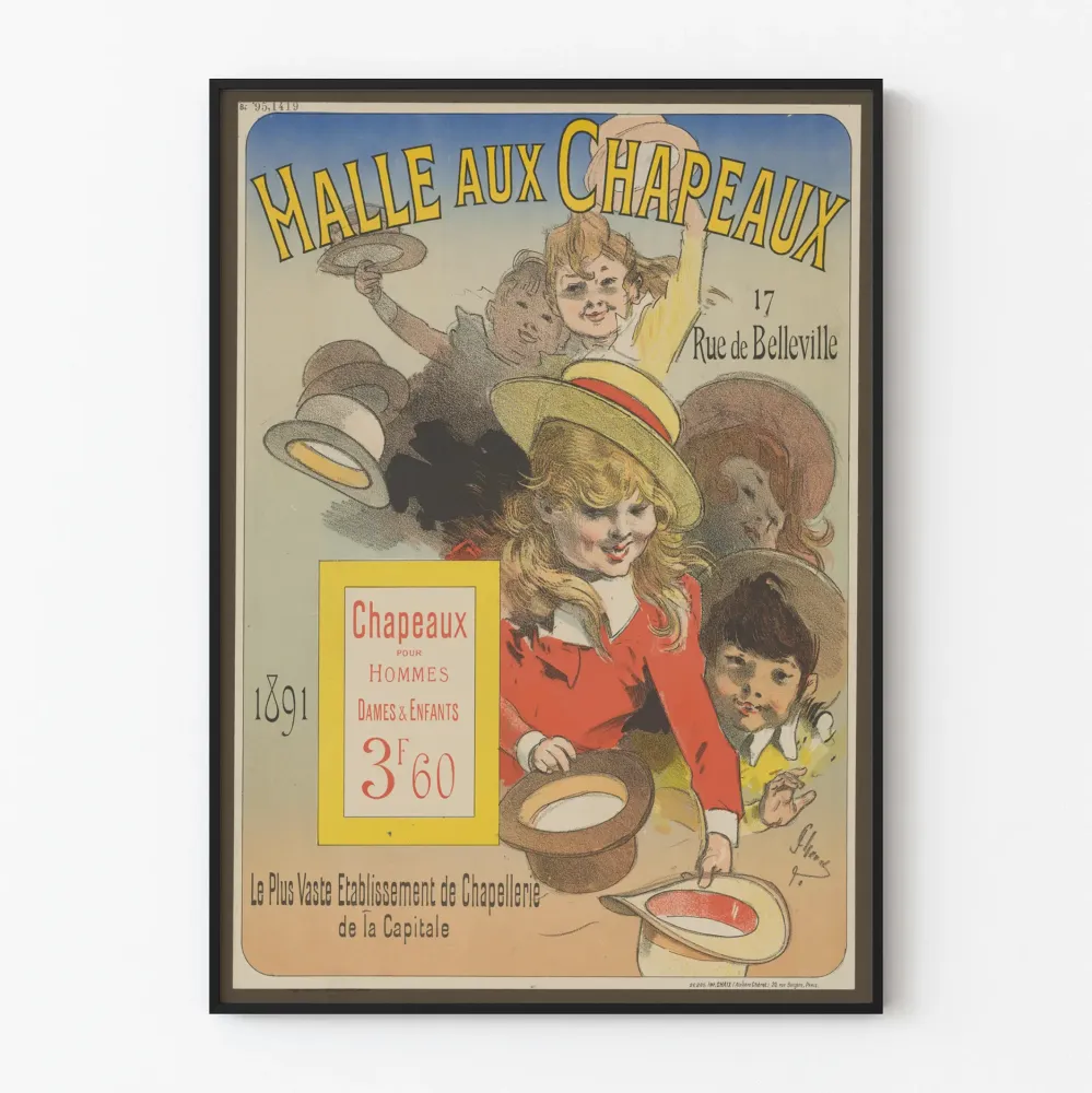 Vintageowy plakat Walizka na kapelusze - Retro dekoracja ścienna