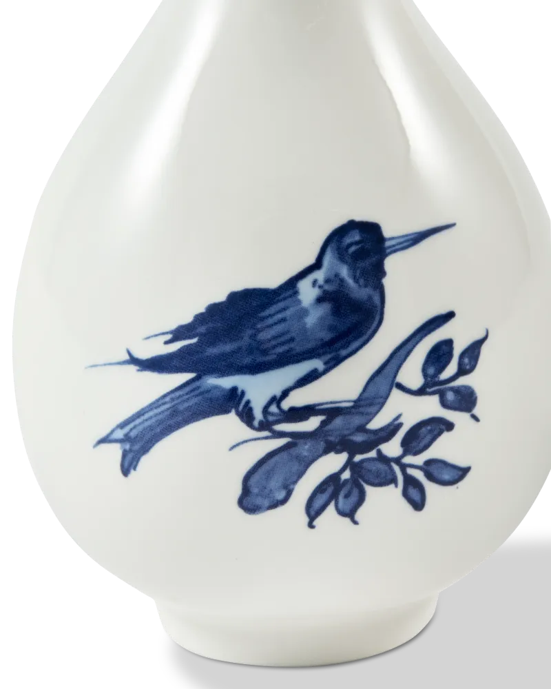 Wazon SMALL BIRD biały z pomarańczowym i niebieskim