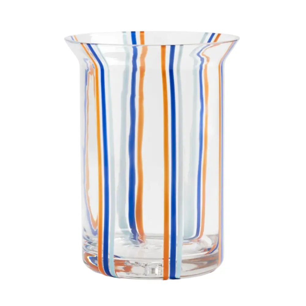Wazon YOGU STRIPE transparentny z niebieskim i pomarańczowym