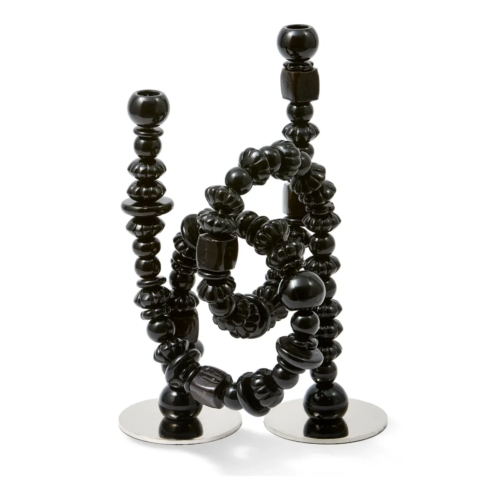 Świecznik BEADS czarny