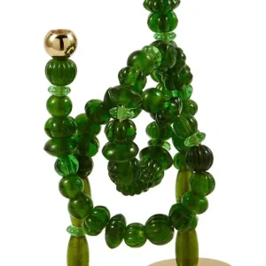 Świecznik BEADS zielony ze złotymi elementami