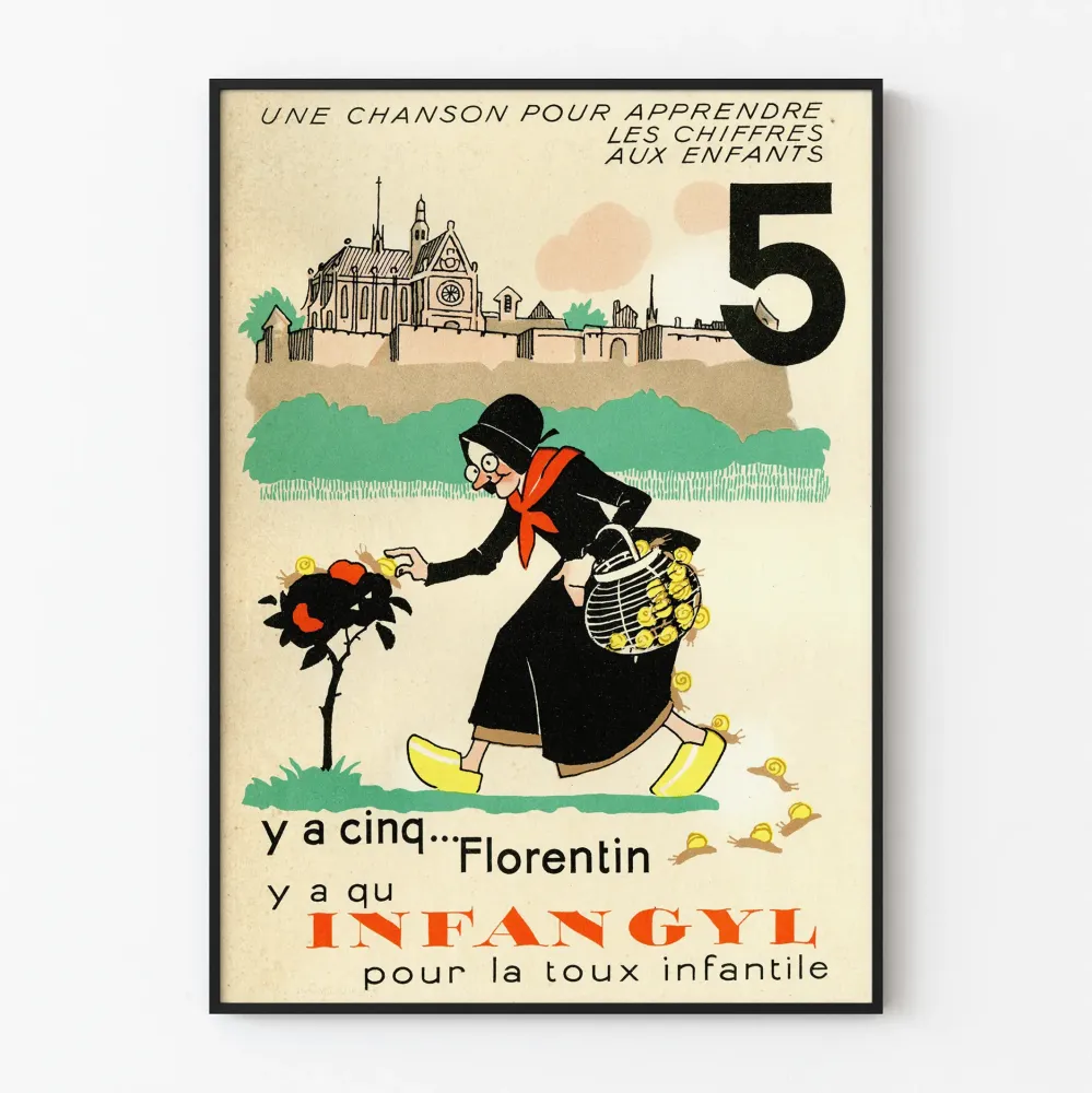 Wintage edukacyjny plakat - Nauka liczb z Florentinem