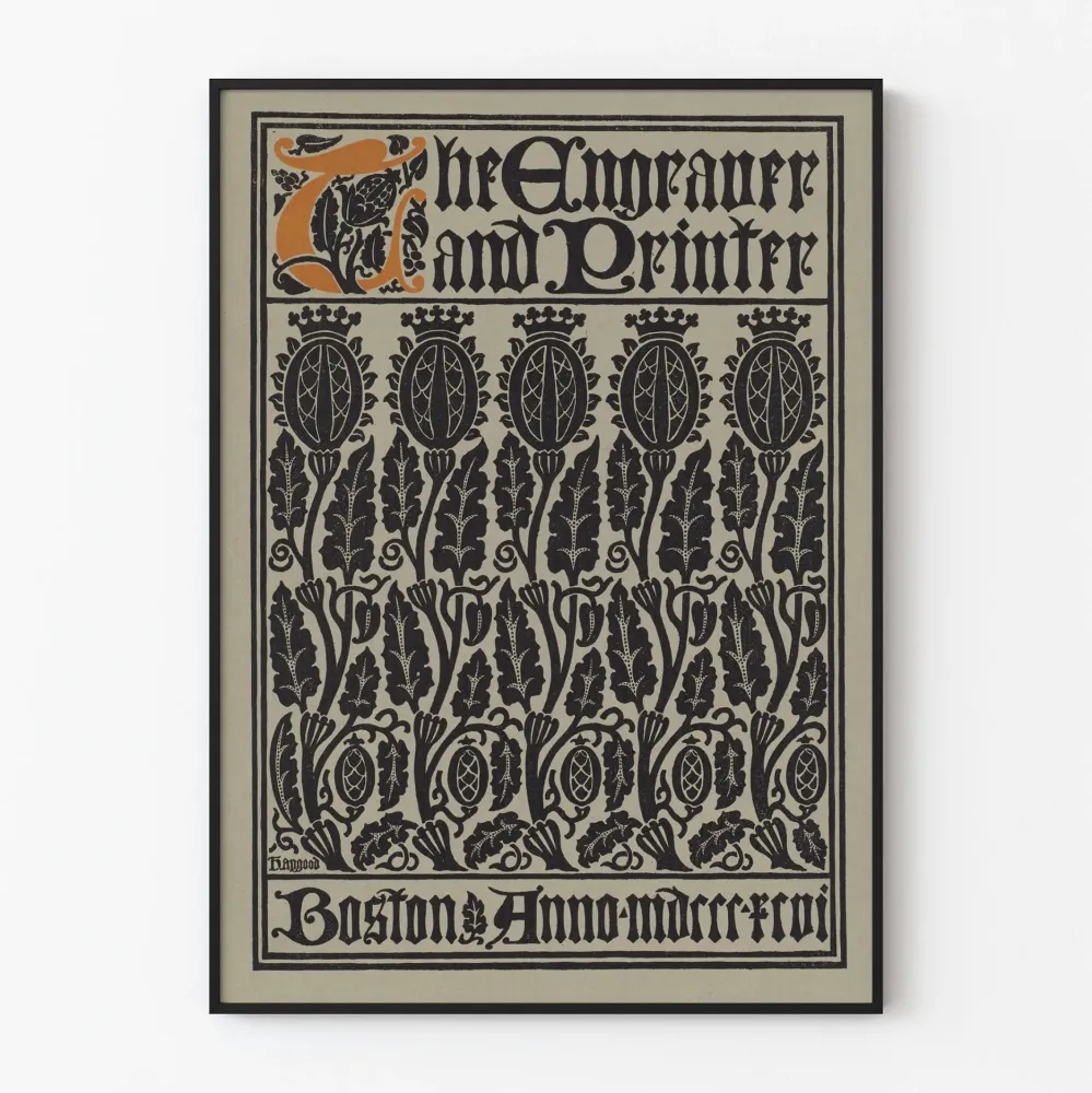 Wintage graficzny plakat „ Engraver and Printer” do dekoracji ściennej