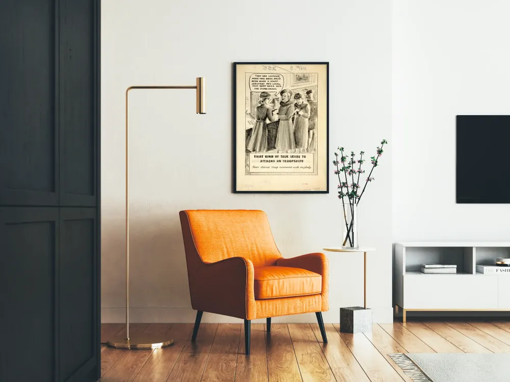 Wintage plakat angielski o ostrożności w dyskusjach wojskowych