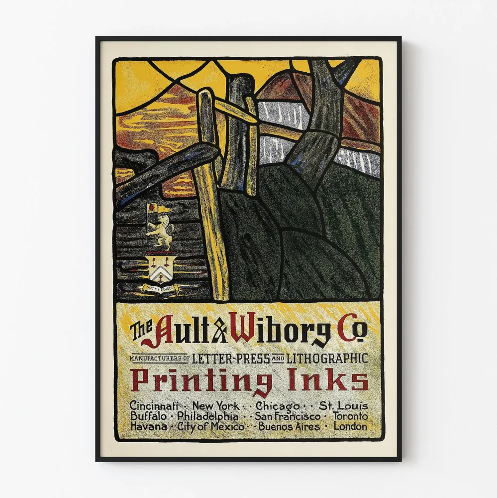 Wintage plakat Ault & Wiborg Co - Farba do druku litograficznego i typograficznego