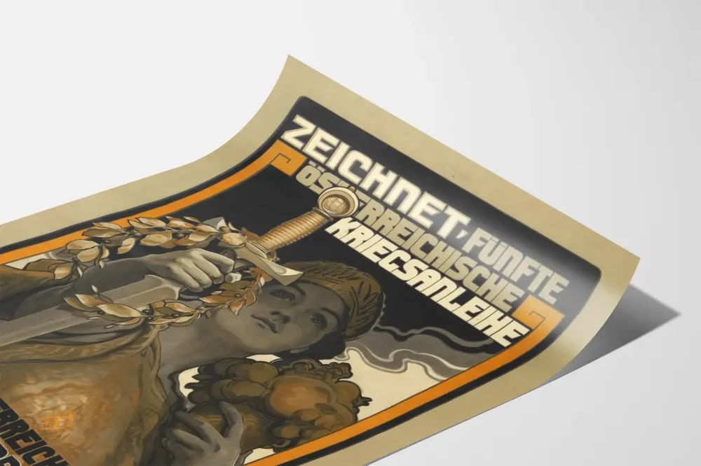 Wintage plakat austriacki na 5. obligację wojenną