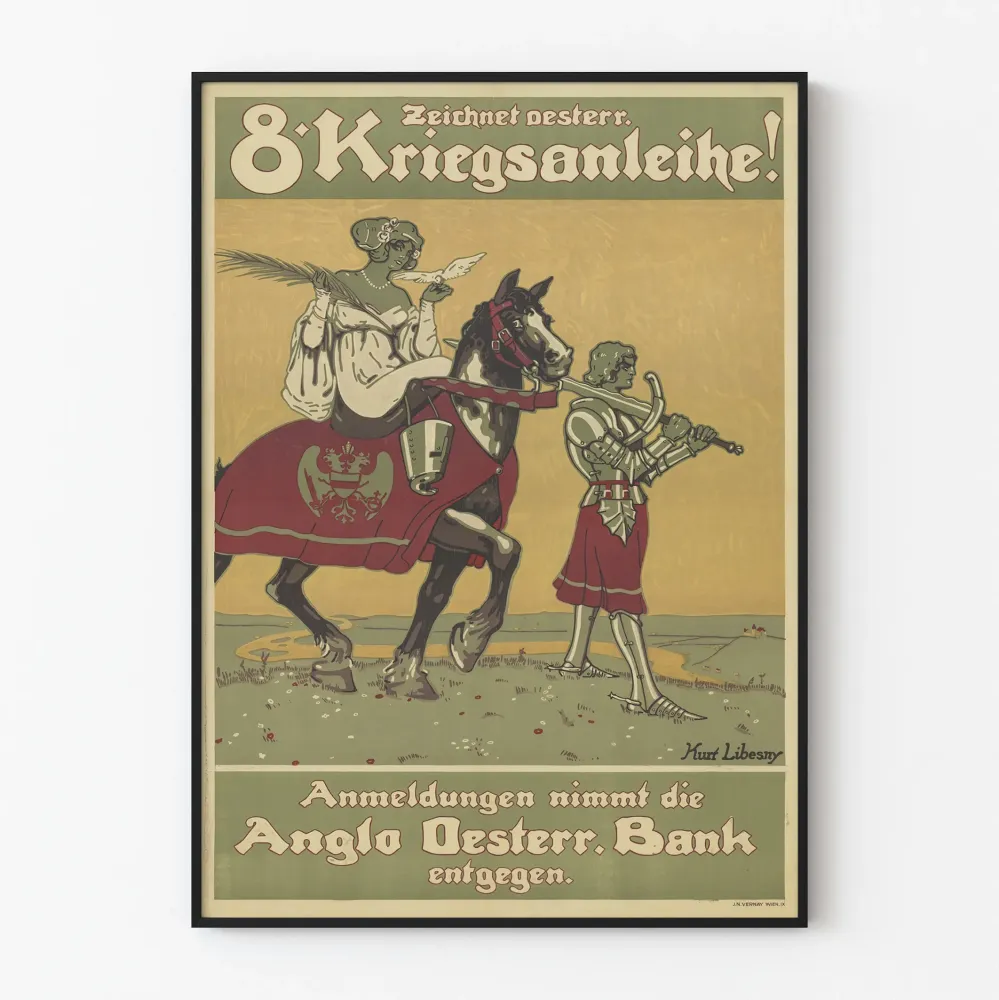 Wintage plakat austriacki na 8. Obowiązek Wojenny - Historyczna dekoracja ścienna