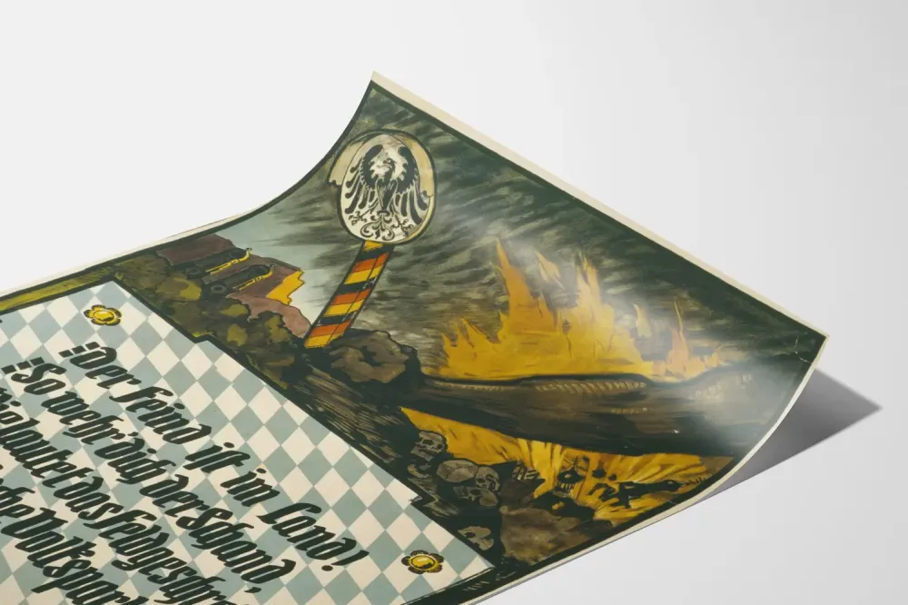 Wintage plakat bawarski z pięścią i odznaką cesarską
