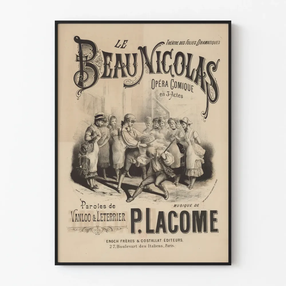 Wintage plakat Le Beau Nicolas – Teatr Folies Dramatiques