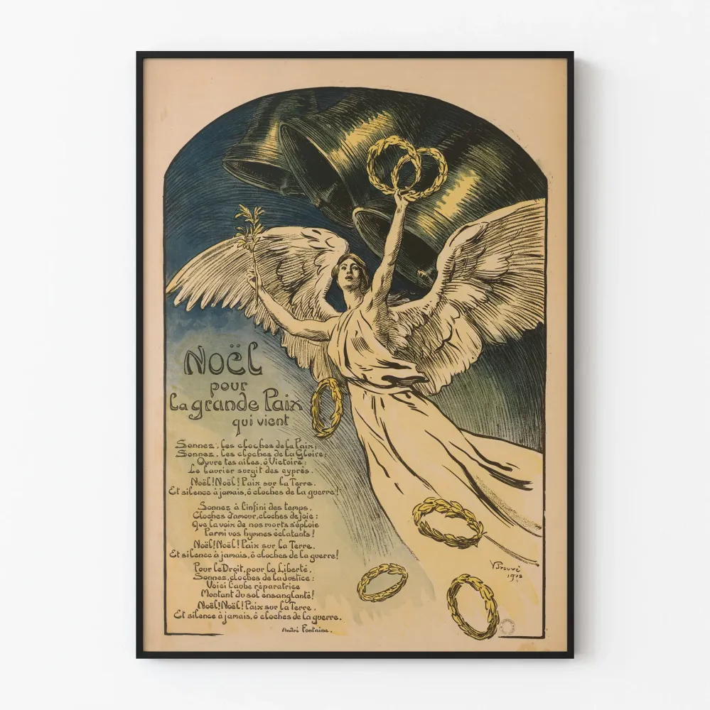 Wintage plakat bożonarodzeniowy na wielki Pokój, który nadchodzi – Poetyczna i symboliczna dekoracja ścienna