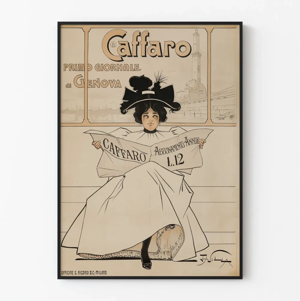 Wintage plakat Caffaro - Pierwsza gazeta Genui