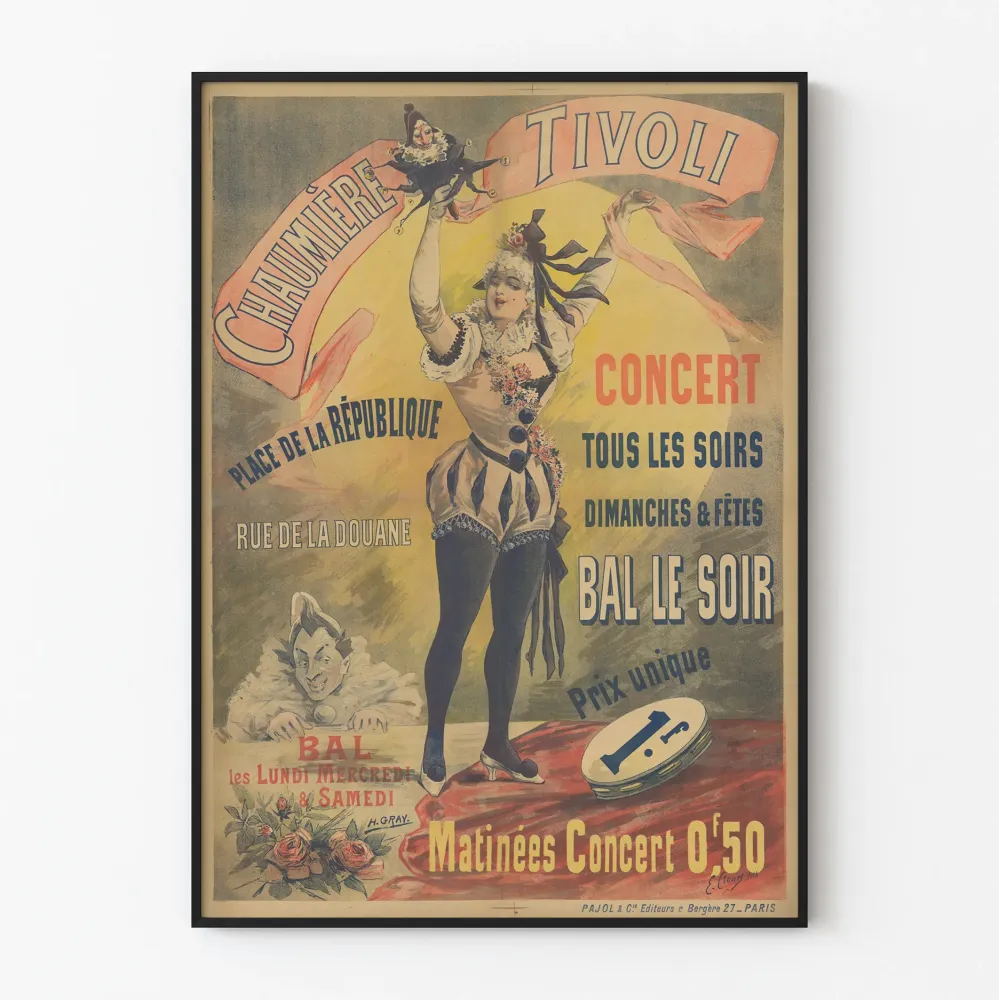 Wintage plakat Chaumière Tivoli - Koncerty i bale codziennie wieczorem