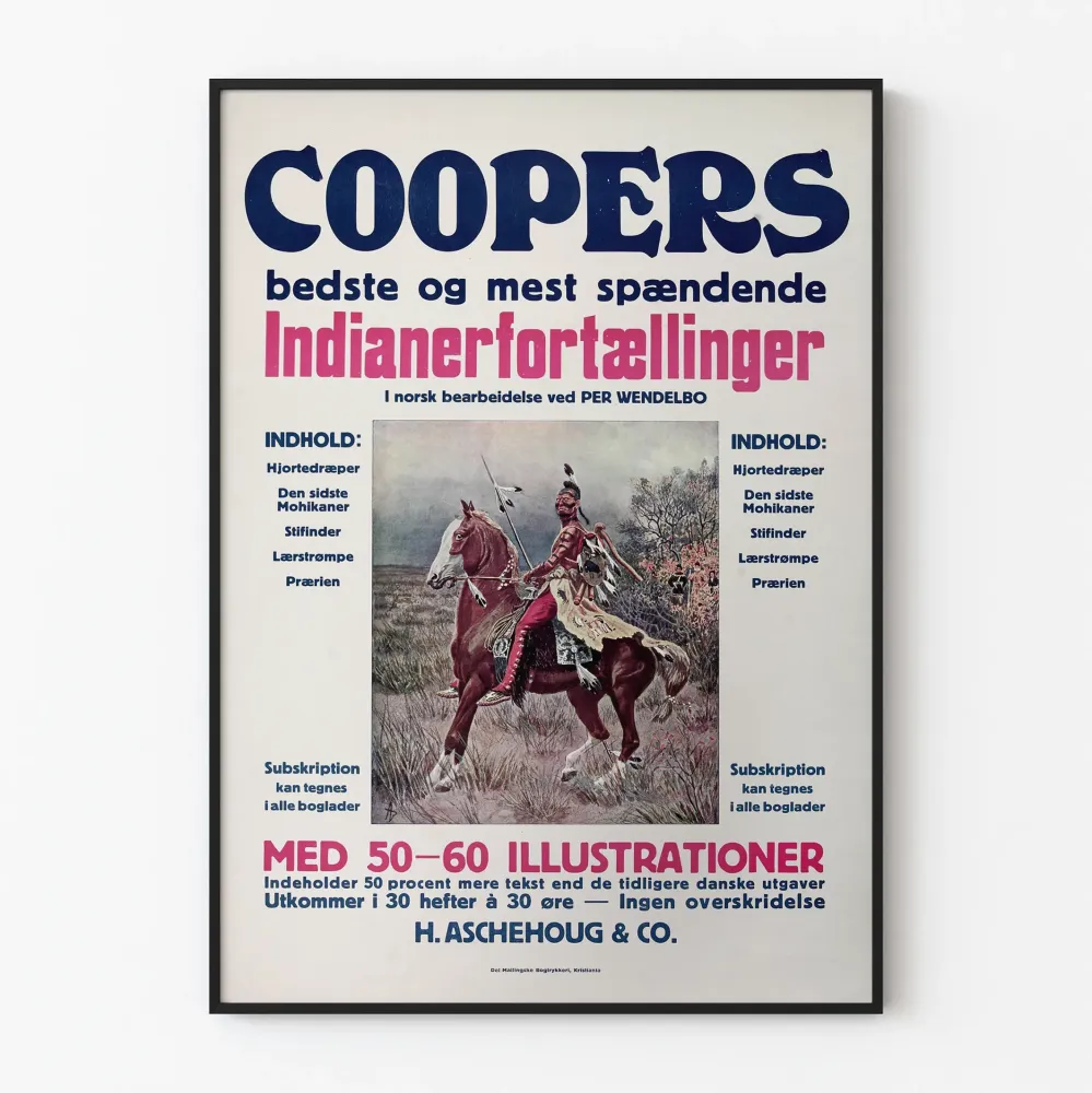 Wintage plakat Coopers Historie Indyjskie ilustrowane