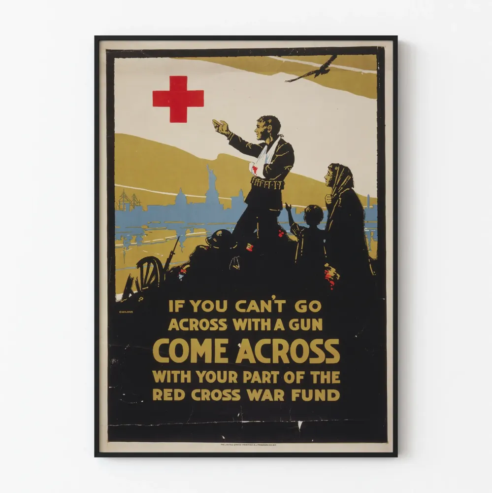 Wintage plakat Czerwonego Krzyż na cele wojenne