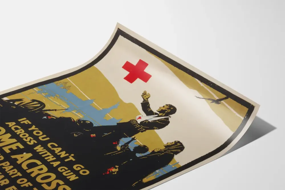 Wintage plakat Czerwonego Krzyż na cele wojenne