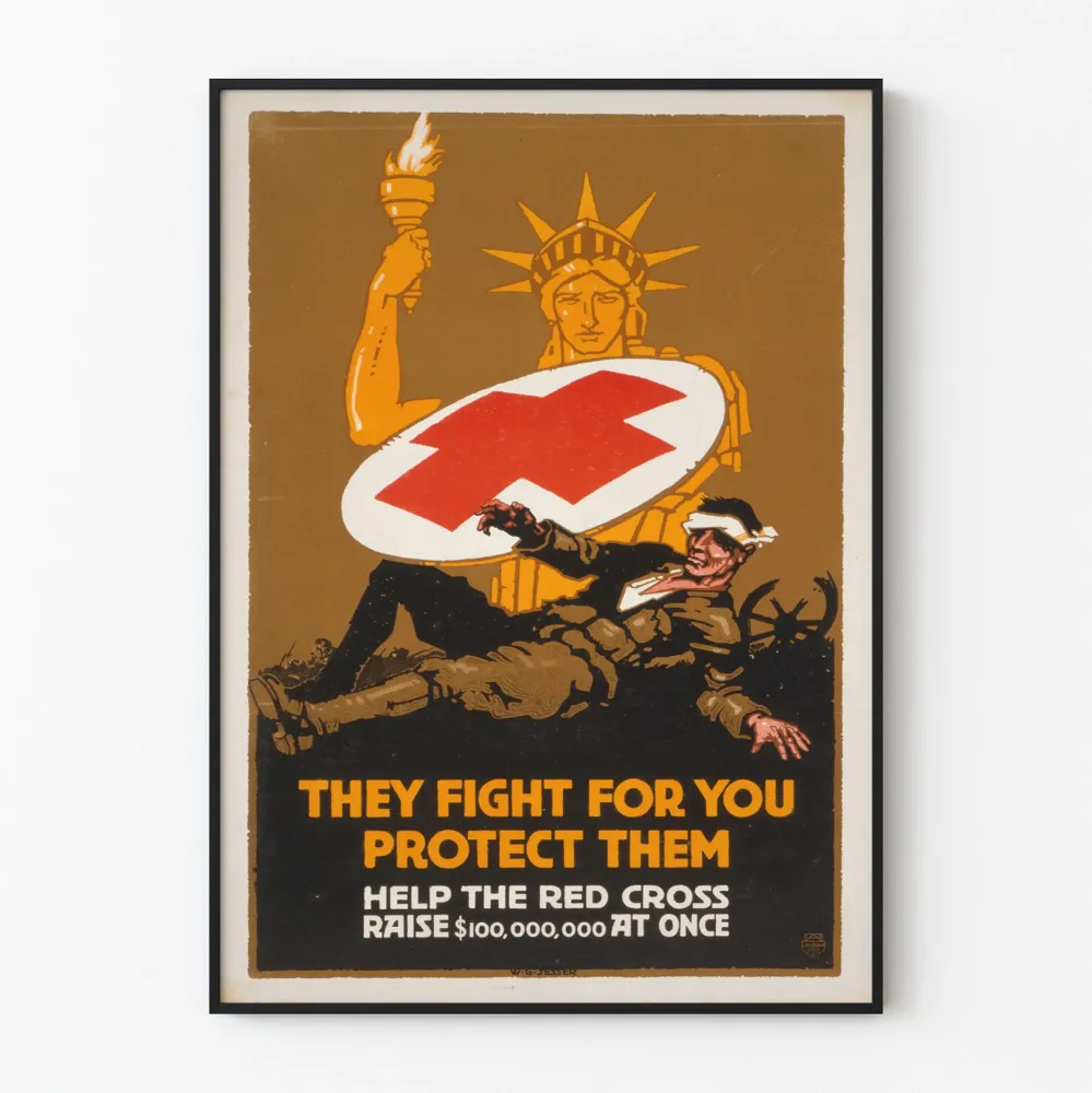 Wintage plakat Czerwony Krzyż - Ochrona żołnierzy