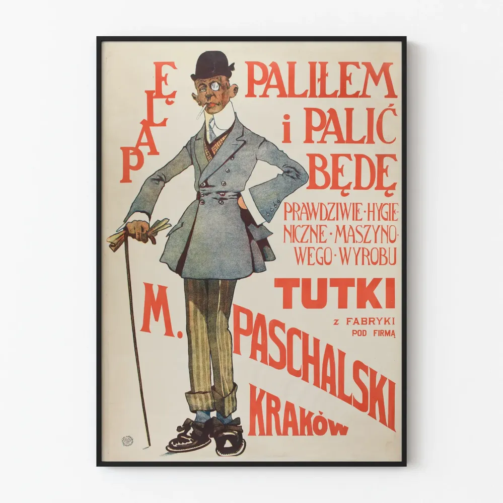 Wintage plakat dla eleganckiego mężczyzny z laską i monoklem
