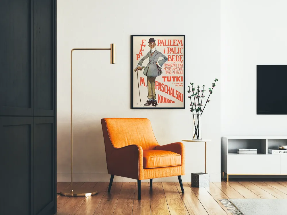 Wintage plakat dla eleganckiego mężczyzny z laską i monoklem