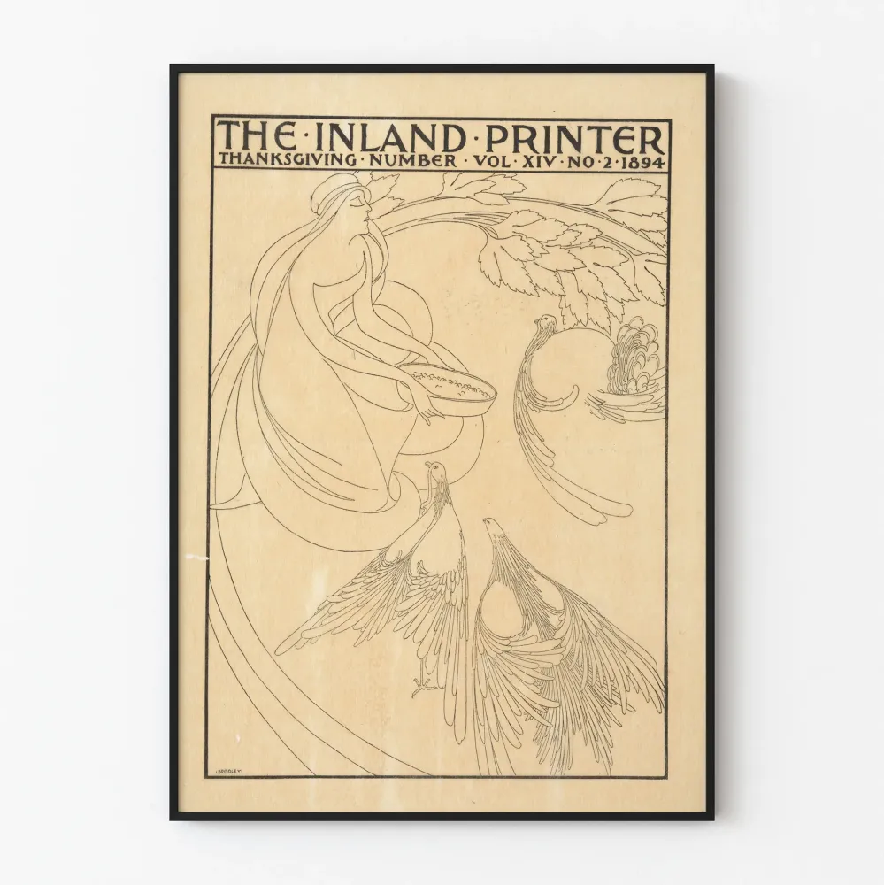 Wintage plakat Dziękczynny 1894 projekt graficzny w stylu line art