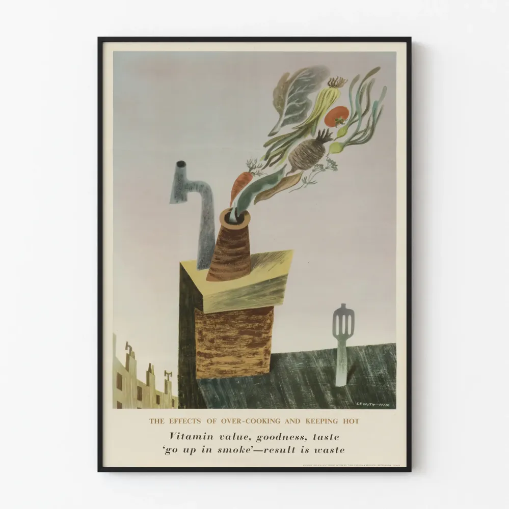 Wintage plakat o efektach przegrzania w kuchni