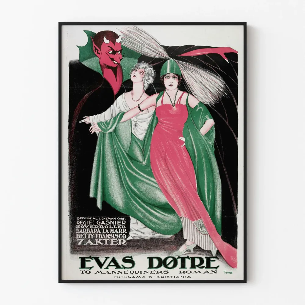 Wintage plakat Evas Døtre do dekoracji ściennej wyróżniający się