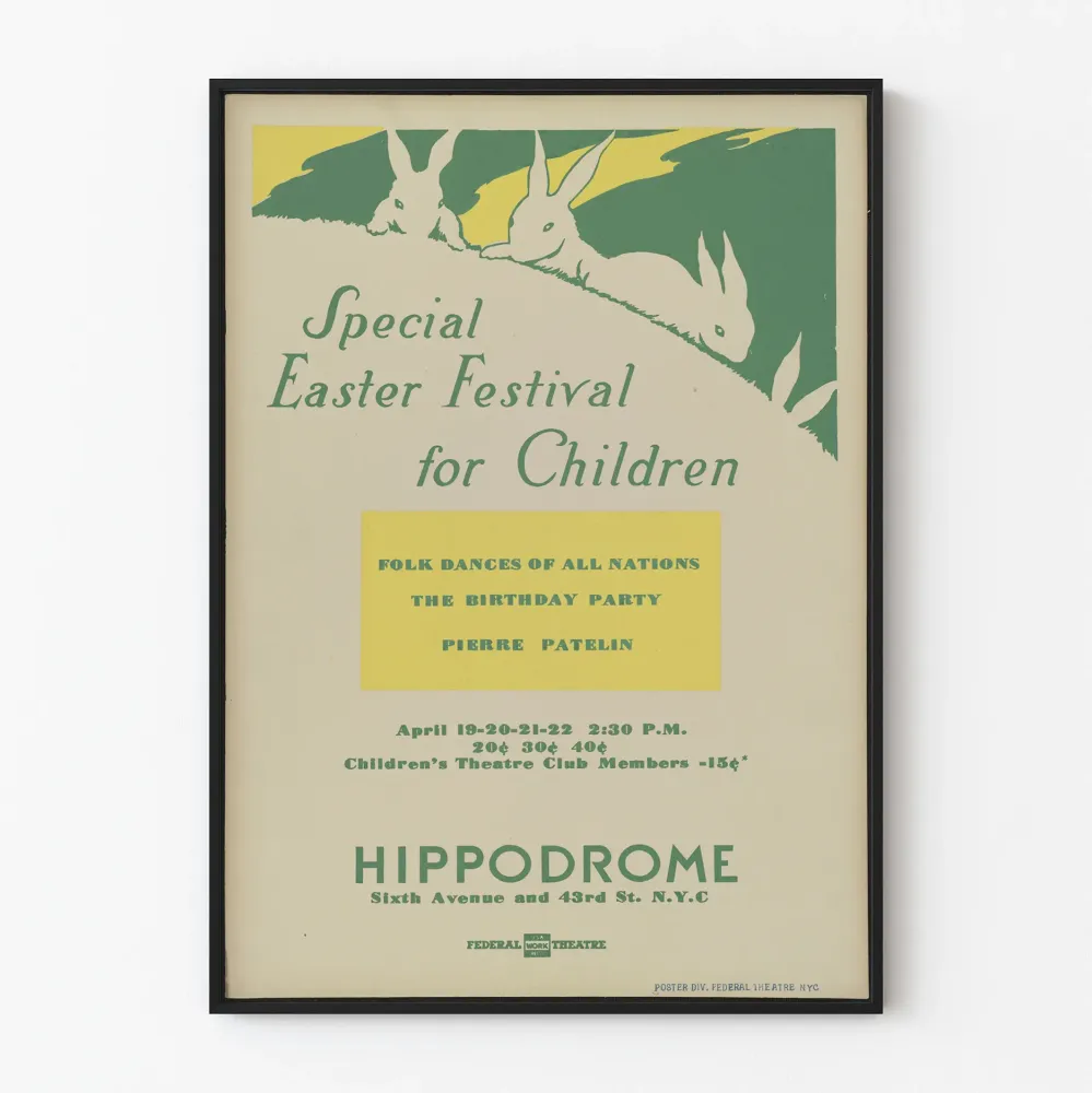Wintage plakat Festiwal Wielkanocny specjalnie dla dzieci - dekoracja ścienna w pastelowych kolorach