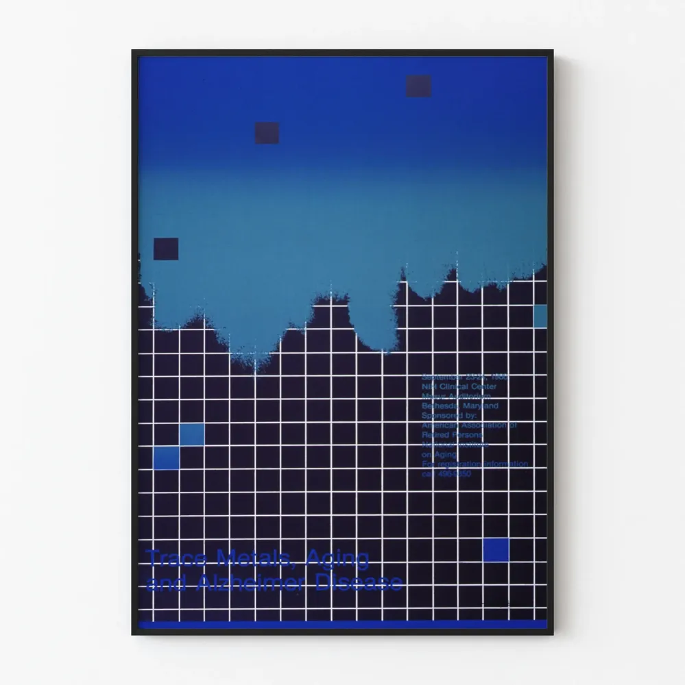 Wintage plakat graficzny na metalowych śladach, starzeniu się i chorobie Alzheimera