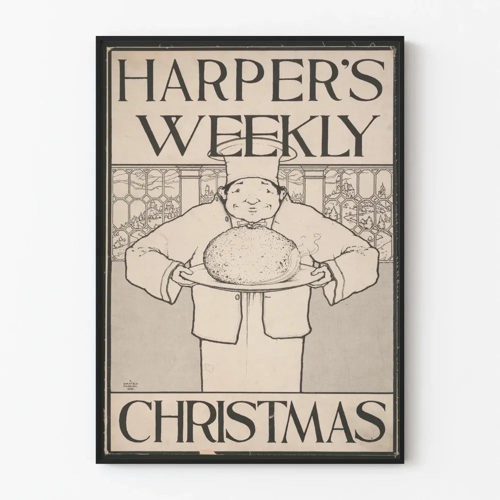 Wintage plakat Harper's Weekly na Boże Narodzenie - Dekoracja ścienna do kuchni