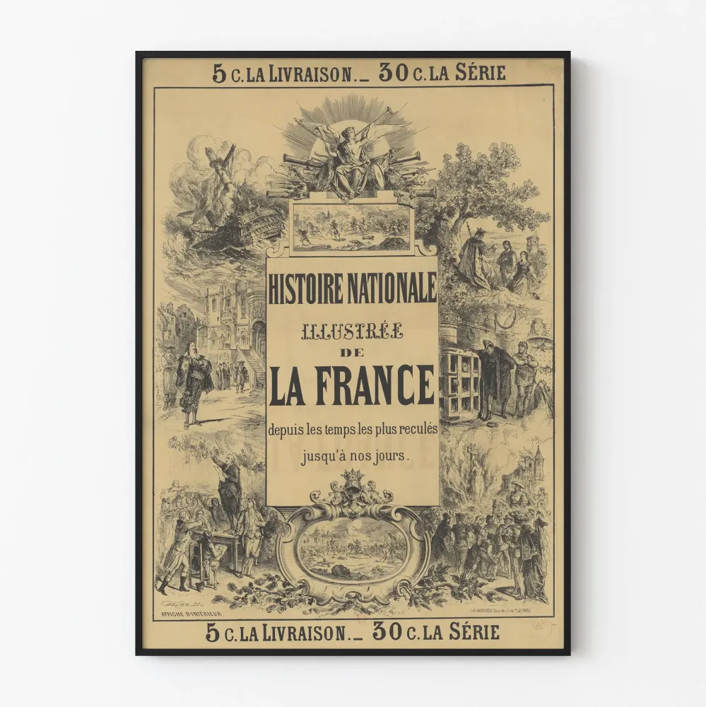 Wintage plakat Ilustrowana historia Narodowa Francji