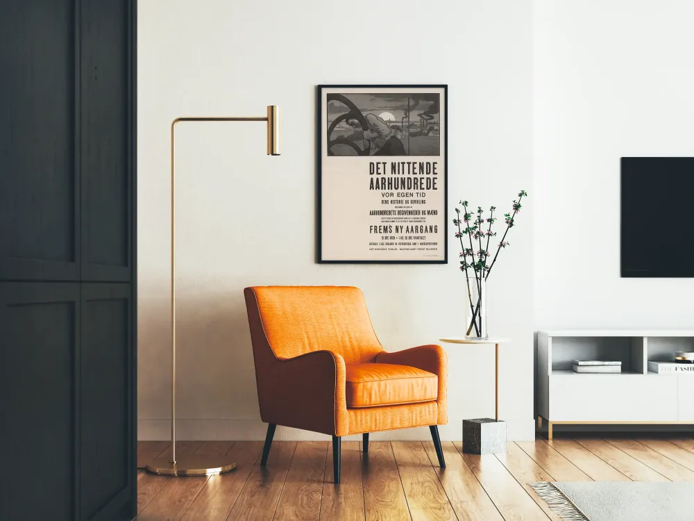 Wintage plakat industrialny duński z robotnikiem i fabryką