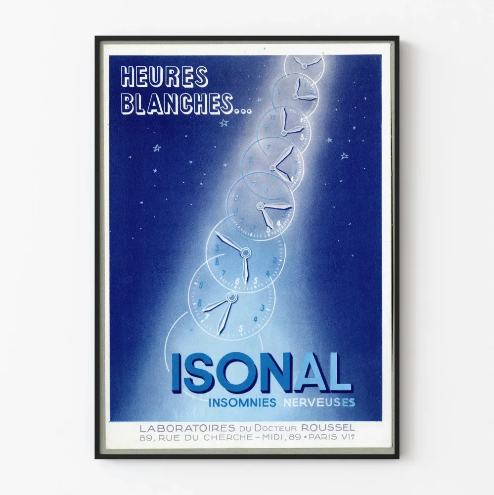 Wintage plakat ISONAL na nerwowe bezsenności