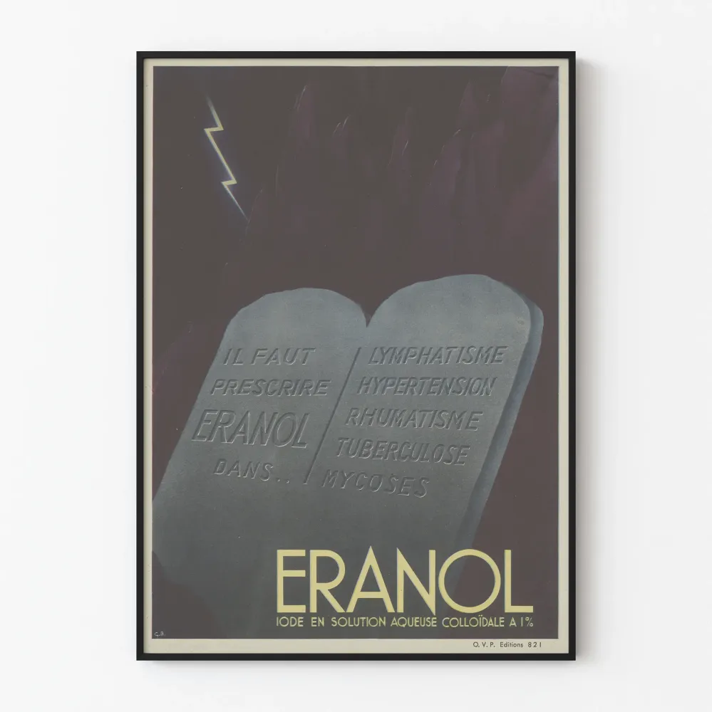 Wintage plakat z jodem Eranol do dekoracji ściennych o charakterze medycznym