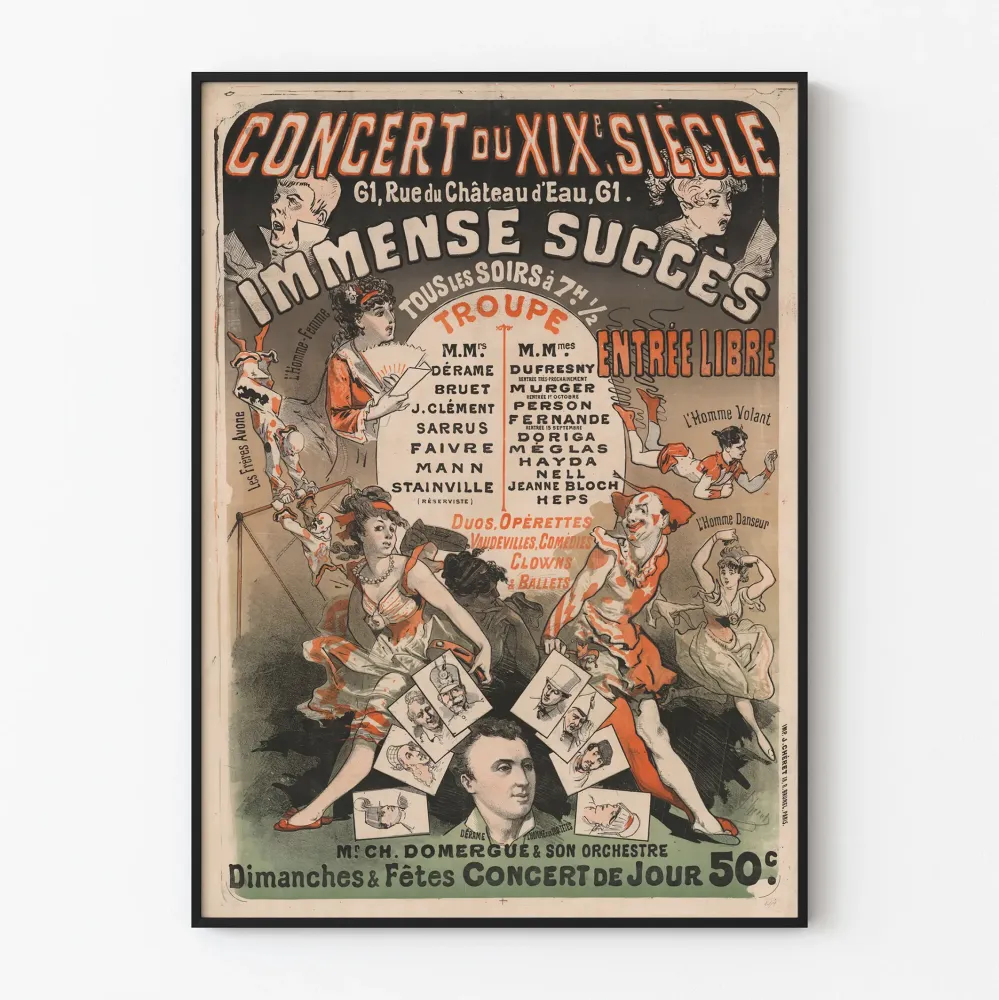 Wintage plakat koncertowy z XIX wieku - Artystyczna dekoracja ścienna