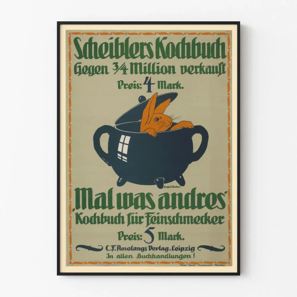 Wintage plakat z książki kucharskiej Scheiblers Kochbuch
