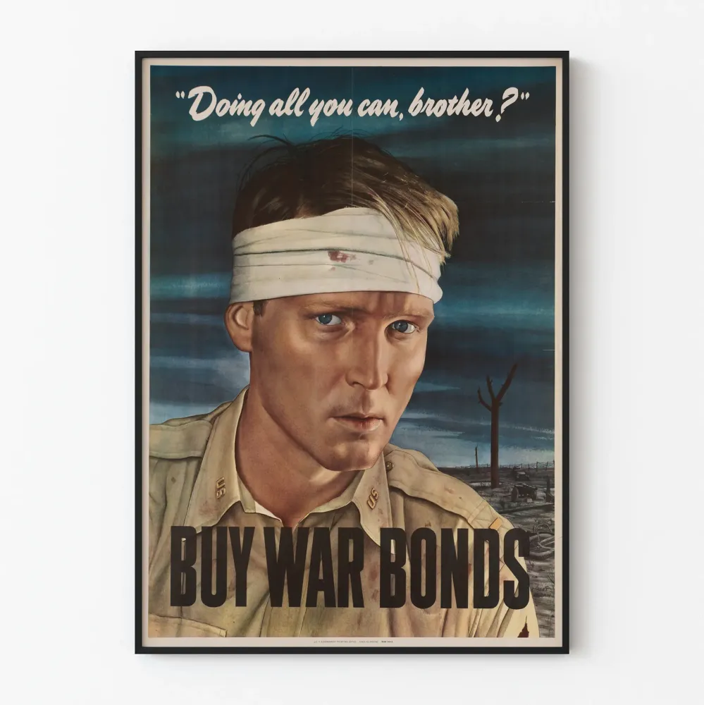 Wintage' Plakat 'Kupuj obligacje wojenne' – Plakat mobilizacyjny patriotyczny