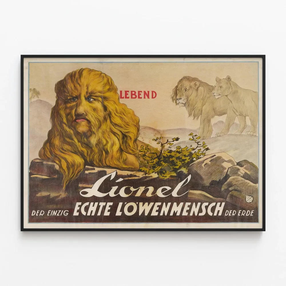 Wintage plakat Lionel, prawdziwy mężczyzna-lwica
