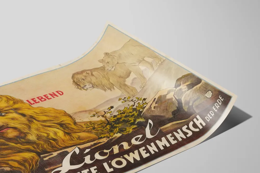 Wintage plakat Lionel, prawdziwy mężczyzna-lwica