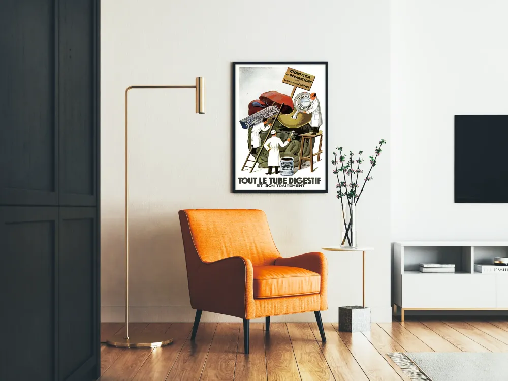 Wintage plakat medyczny „Cały układ trawienny i jego leczenie”