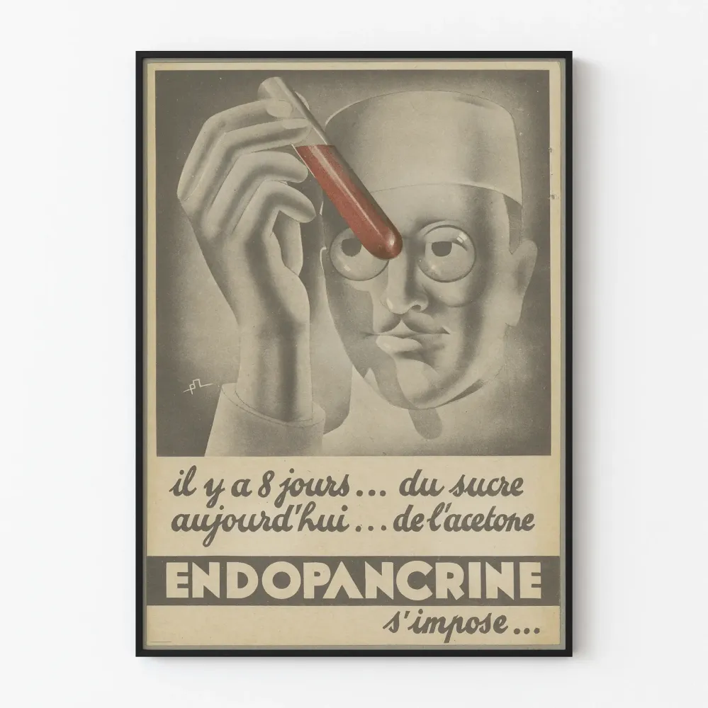 Wintage plakat medyczny Endopancrine do dekoracji ściennych