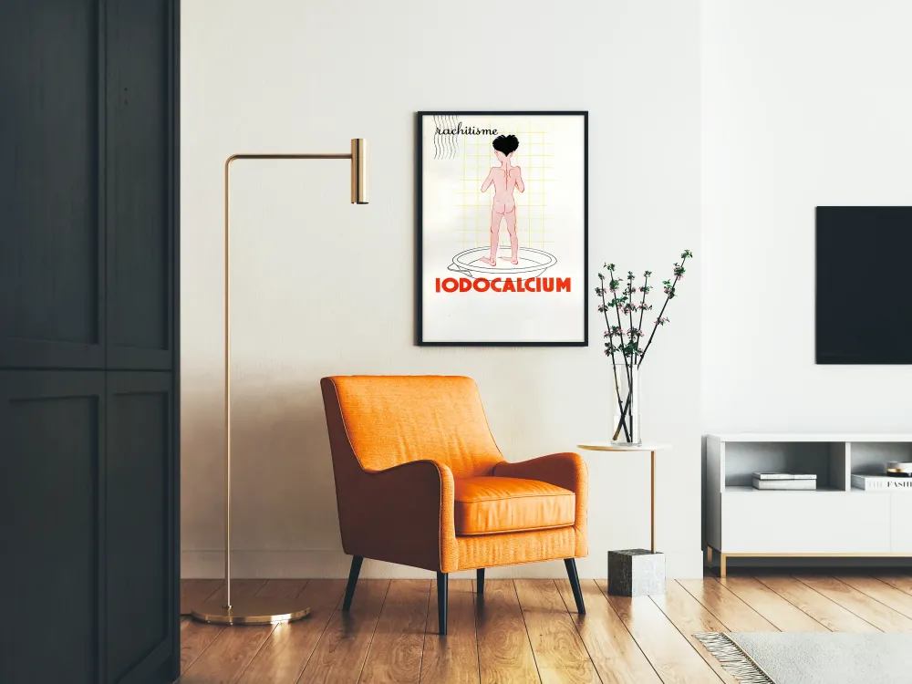 Wintage plakat medyczny o krzywicy i Iodokalcium
