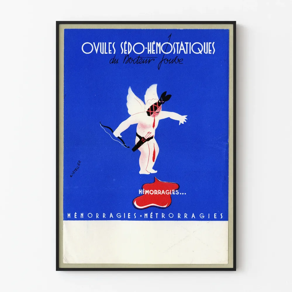 Wintage plakat medyczny Ovules Sedo-Hémostatiques