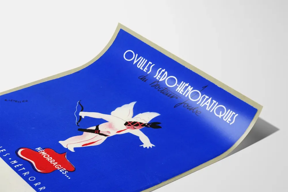 Wintage plakat medyczny Ovules Sedo-Hémostatiques