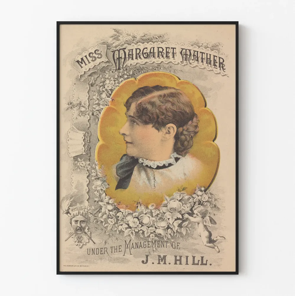 Wintage plakat Miss Margaret Mather pod kierownictwem J.M. Hilla
